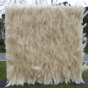 High Quality Puwei Pampas Grass Wall with Cloth Bottom Simulation Reed Wall for Party Decorations and Wedding Interior Design