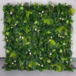 3D Green Plant And Flower Wall For Wedding Stage Event Celebration Background Silk Material Wedding Simulation Background