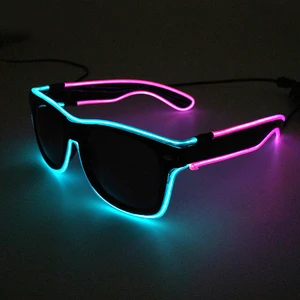 Colorful Fashion LED Glowing EL Glasses Plastic Luminous Goggles for Christmas and Nightclub DJ Dance Rave Party Props