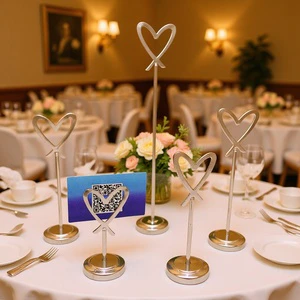Hot Sales Wedding Stainless Steel Seat Table Number Card Holder Display Gold Table Number Place Card Holder Card Stand