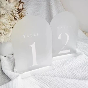 Frosted Transparent Arched Number Plate Table Seat Card Wedding Birthday Acrylic Wedding Table Number
