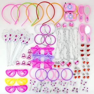 60 Pcs Party Favors Supplies Little Girls Birthday Princess Jewelry Toys Gift Bag Accessories Kit for Girls