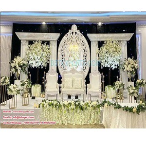 Glorious White Wedding Reception Stage English Wedding Reception Night Stage Decor Elegant Western Wedding Stage Decor