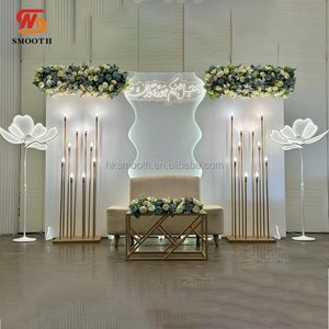 SMOOTH New PVC Acrylic Wedding backdrop Stage Arch With LED Light Event Home banquet Hall Backdrop Stand Prop Decoration