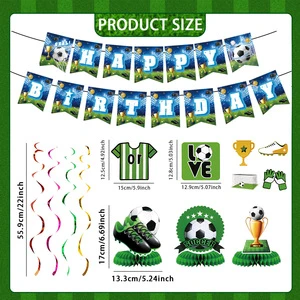Custom In-stock Football-themed Party Supplies Complete Set of Tableware Backdrop Tablecloths Banners Cake Decorations Balloons
