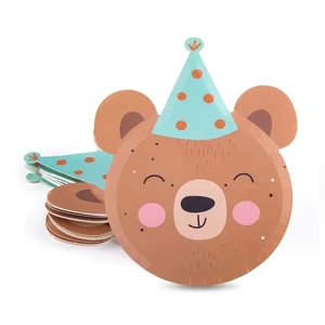 Bear Shape Paper Plate Animal Theme Birthday Party Disposable Custom Paper Paper Plates Jungle Animal Party Decoration Supplies