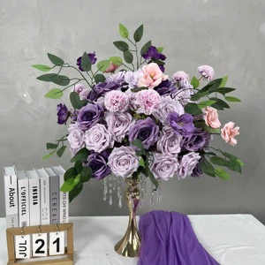 Artificial Wedding Table Floral Arrangements Decoration Silk White and Blue Rose Wedding Centerpieces Flower Ball