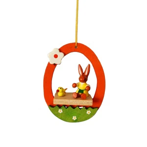 Wood Cute Easter Ornaments Bunny Pendants for Spring Home Decor