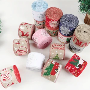 Duoyou Holiday Festival Promotion Craft Bow Printing Xmas Decorative Plaid Wide Christmas Tree Ribbon