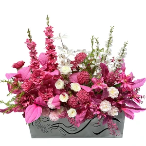 High Quality Rose Red Artificial Wedding Flowers Engagement Table Decorative Centerpieces Welcome Potted Layout for Wedding