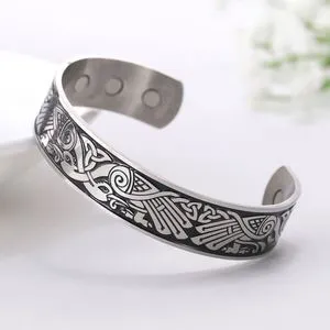 Health Magnetic Therapy Stainless Steel Bracelets Phoenix Totem Viking Cuff Bangle Wiccan Amulet Bracelet