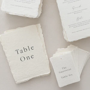 Custom Printing Table Number Deckle Edge Handmade Cotton Paper Custom Wedding Stationery Place Cards
