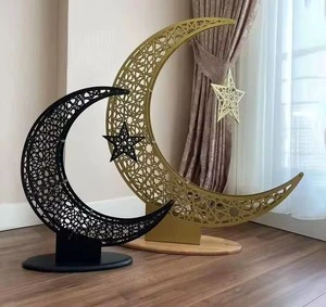 Kraft World Ramadan Kareem Multi-Color Durable Handmade Metal Crescent Moon Showpiece Personalized Design for Iftar Suhoor
