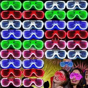Modern LED Glasses Shutter Shades Light up Flashing Glow Sunglasses Luminous Rave Digital Printing Plastic Party Favors