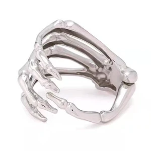Hip Hop Punk Bangle Halloween Jewelry Silver Color Skull Claw Bracelets for Men
