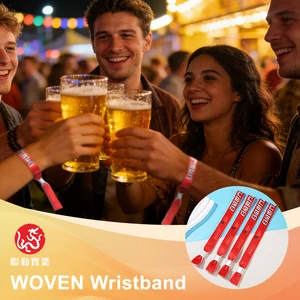 Custom Logo Printed Party Events Bracelet Woven Polyester Wristband for Beer Festival Party Events Entrance Ticket