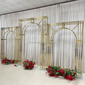 Event Party Wedding Gold Arch Stage Hall Decoration Stainless Steel Frame Set Detachable Backdrop Stand