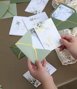 Online Hot Selling Gold Foil Paper Card Wedding Bridal Shower Birthday 4x6'' Custom Thank You Cards with Envelopes and Stickers
