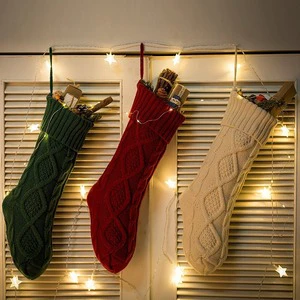 High Quality Cable Knit Christmas Stockings for Home Party Hanging Decoration Socks Made in Vietnam Factory Wholesale Available
