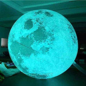 Outdoor Giant Advertising Hanging PVC Moon Balloon Led Light Luminous Inflatable Moon Balloon