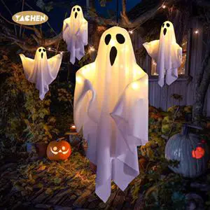 YACHEN Halloween Party Decoration Supplies Hanging Ghosts Light Up Kit Halloween LED Light for Indoor Outdoor Fall Party Decor
