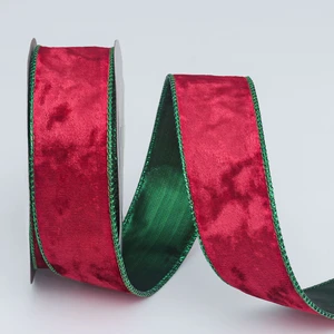 Wholesale New Arrival Velvet Ribbon With Gold Deco for Diy Bows Gift Wrapping Christmas Tree Decoration