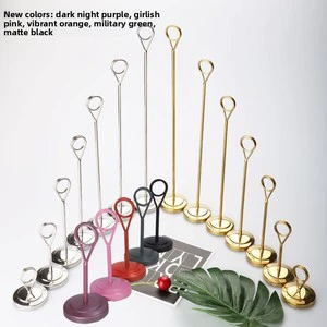 Stainless Steel Round Table Number Holder for Wedding Party Desktop Decoration with Photo Clip Place Card Stand Note Clamp