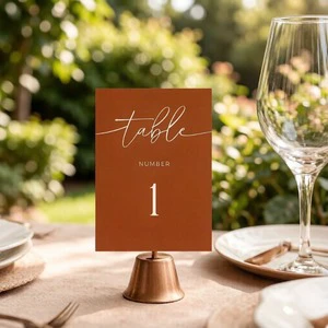 Personalized Debossed Terracotta Wedding Table Number Card Custom Print for Wedding Banquet Table Supplies