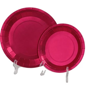 Party Tableware Supply Red Gold Foil Party Cup Napkin Paper Plate Set