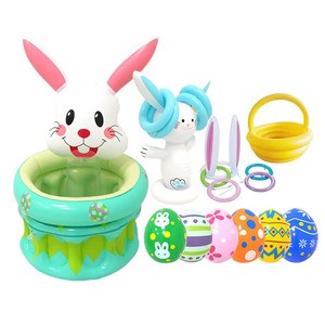 Wholesale Newest Bunny Ring Toss Games PVC Inflatable Ice Bucket Foldable & Waterproof for Easter Party Decorations