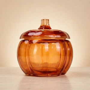 New Arrival Mini Pumpkin Glass Candle Holder Unique Home Decoration Jar Customized Logo Suitable For Weddings And Valentine Day