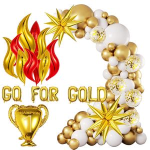 Football Champion Foil Star Balloon Letter Arch Kit Metal Gold White Latex Sports Birthday Game Party Decoration Supplies