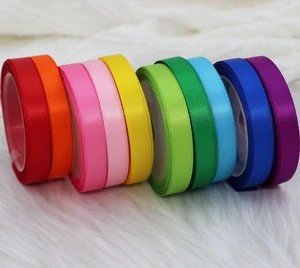 High Quality Multi-color Multi-size Foam Core Polyester Satin Ribbon Solid Color for Wedding Ceremony Decor Birthday Cake Wrap