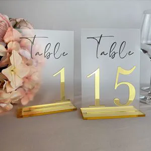 Factory Wholesale Mirrored Gold 1-15 Place Cards and Table Numbers Clear Arch Table Numbers for Wedding Reception Party Event