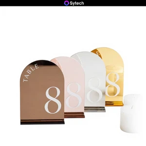 Cross-border Arch Acrylic Eco-Friendly Durable Modern Wedding Place Card Table Number Plates White UV Printed Personalized Party