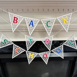 Pafu Back to School Party Favor Wooden and Acrylic Banner Colorful Back to School Banner