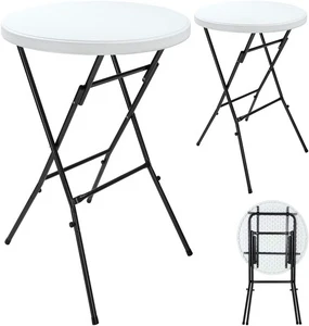 Outdoor Dia 80cm Banquet Weddings Round Plastic White Foldable Portable Folding Cocktail Bar Table Hotel Party Events Table