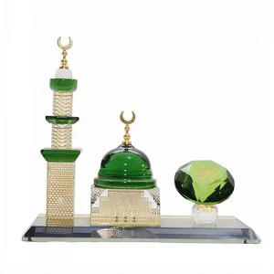 Wholesale Creative Crystal Glass Crafts for Ramadan Decorations Elegant Muslim Church Lighthouse Decorative Supplies