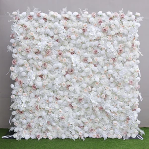 Wholesale High Quality Champagne Color Artificial Rose Wall For Proposals Wedding Birthday Photo Background And Event Parties