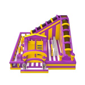 Colorful Funny Purple Yellow City Inflatable Obstacle Bouncer Slide with CE Blower for Kids Party Game Entertainment Activity