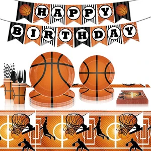 Basketball Theme Birthday Party Decoration Basketball Party Supplies Paper Plates Tissues Paper Cups Tablecloths Banners