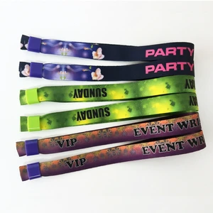 Fancy Popular Design Custom Logo Printed Party & Holiday Supplies Event Wrist Bands Festival at Cheap Price
