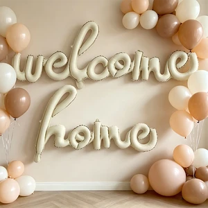 Cream White Simple Style One-piece Welcome Home Letter Balloon Banner Homecoming Housewarming Party Scene Decoration