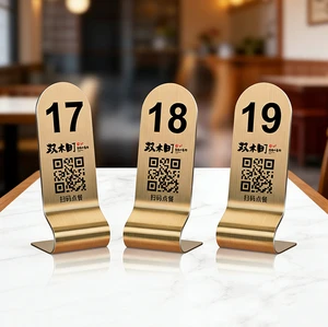 Brushed Metal Standing Tent Style Table Signs Custom Printed Branding Seat Number Wedding Party Event Bar Cafe Desk