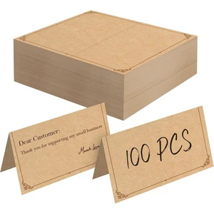 Kraft Place Cards, Small Blank Tent Cards Delicate Seating Cards Simple Design Name Cards Escort Cards for Wedding, Table,