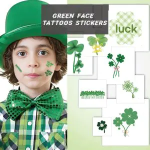 2025 New Design St. Patrick's Day Temporary Tattoo Face Stickers Sexy Green Hat Festival Party Makeup Stickers for Body White