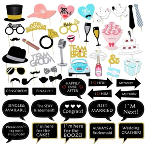 Wedding Photo Booth Props Bridal Shower Photo Booth Props Signs for Wedding Bachelorette Party Supplies Backdrop Selfie Station