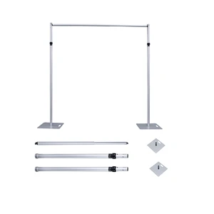 6-10FT Telescopic Wedding Backdrop Stand with Square Base for Flower Wall and Curtain Drape