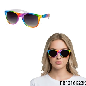 PESENAR Pride Month Themed Party glasses - Rainbow Striped with Black Lenses