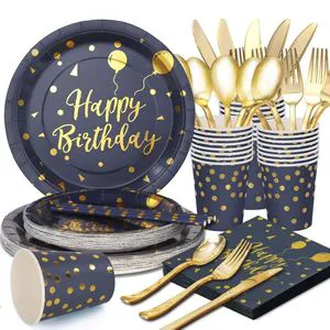 Quality Disposable Plates Party Luxurious Supplies Birthday Favors Decorations Cups Paper Tableware Set